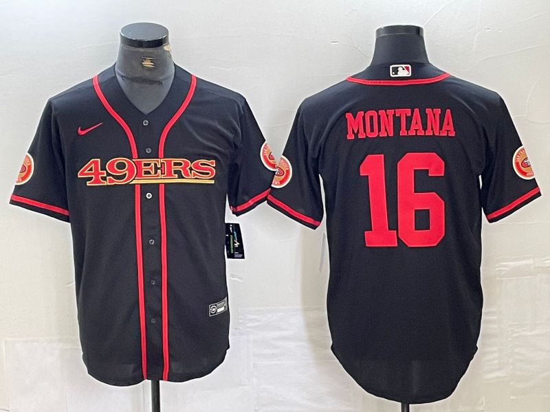 Men San Francisco 49ers 16 Montana Black 2024 Nike Vapor Untouchable Co branded NFL Jersey style 1